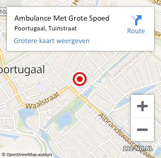 Locatie op kaart van de 112 melding: Ambulance Met Grote Spoed Naar Poortugaal, Tuinstraat op 27 november 2022 06:41