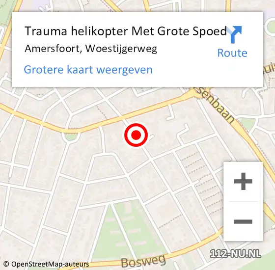 Locatie op kaart van de 112 melding: Trauma helikopter Met Grote Spoed Naar Amersfoort, Woestijgerweg op 27 november 2022 06:57