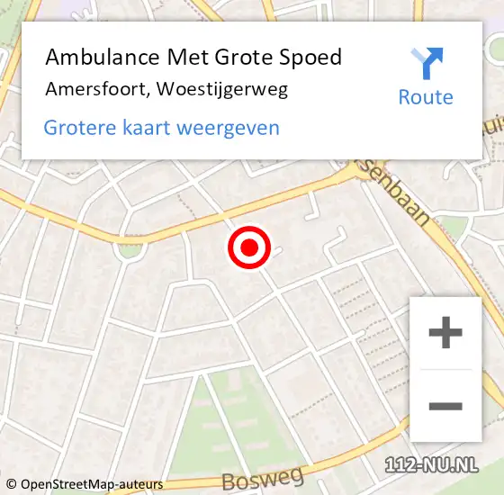 Locatie op kaart van de 112 melding: Ambulance Met Grote Spoed Naar Amersfoort, Woestijgerweg op 27 november 2022 06:58