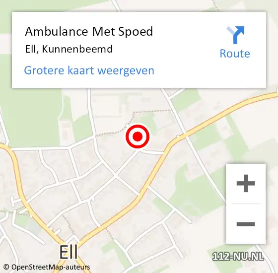Locatie op kaart van de 112 melding: Ambulance Met Spoed Naar Ell, Kunnenbeemd op 27 november 2022 07:37