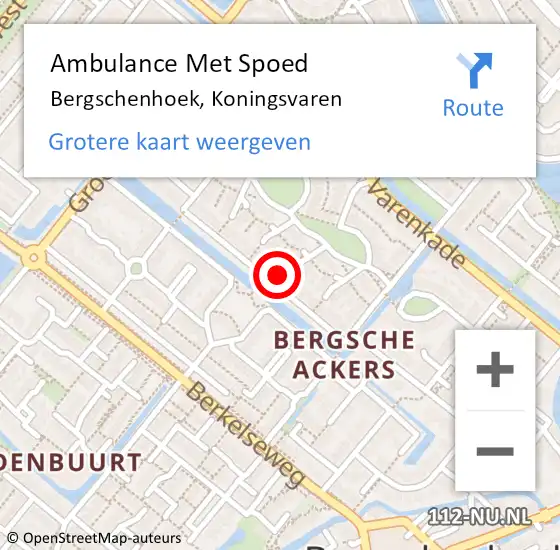 Locatie op kaart van de 112 melding: Ambulance Met Spoed Naar Bergschenhoek, Koningsvaren op 27 november 2022 08:49