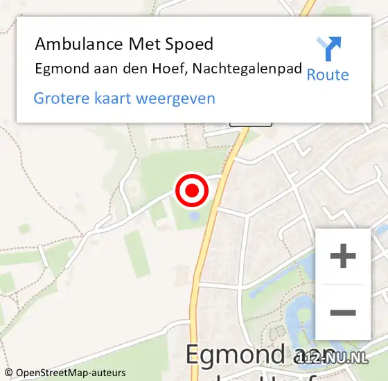 Locatie op kaart van de 112 melding: Ambulance Met Spoed Naar Egmond aan den Hoef, Nachtegalenpad op 27 november 2022 08:49