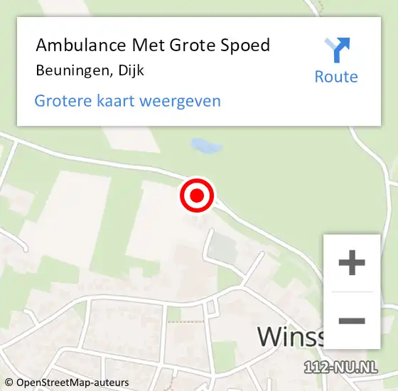 Locatie op kaart van de 112 melding: Ambulance Met Grote Spoed Naar Beuningen, Dijk op 27 november 2022 09:53