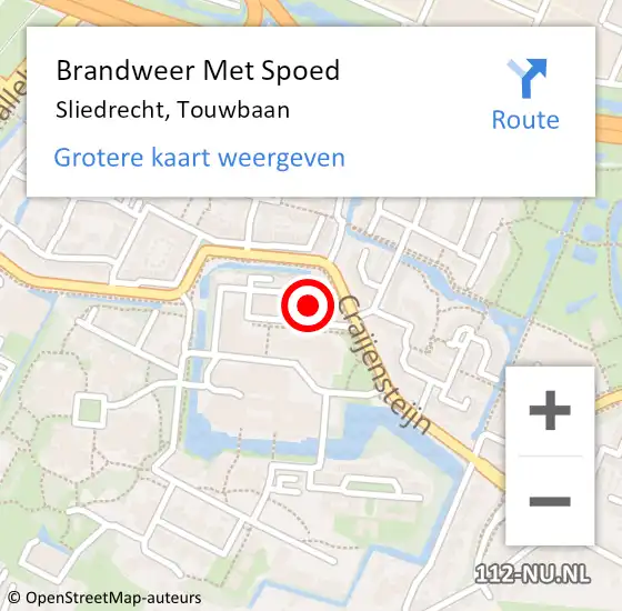 Locatie op kaart van de 112 melding: Brandweer Met Spoed Naar Sliedrecht, Touwbaan op 27 november 2022 10:27