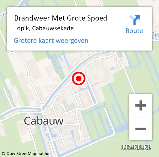 Locatie op kaart van de 112 melding: Brandweer Met Grote Spoed Naar Lopik, Cabauwsekade op 27 november 2022 10:36