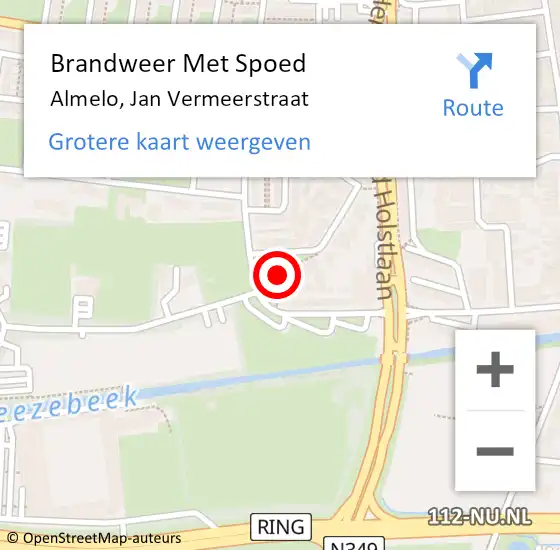 Locatie op kaart van de 112 melding: Brandweer Met Spoed Naar Almelo, Jan Vermeerstraat op 27 november 2022 11:02