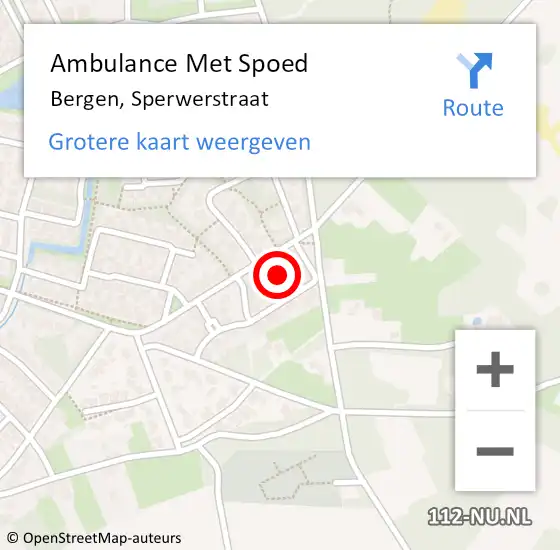 Locatie op kaart van de 112 melding: Ambulance Met Spoed Naar Bergen, Sperwerstraat op 27 november 2022 11:14