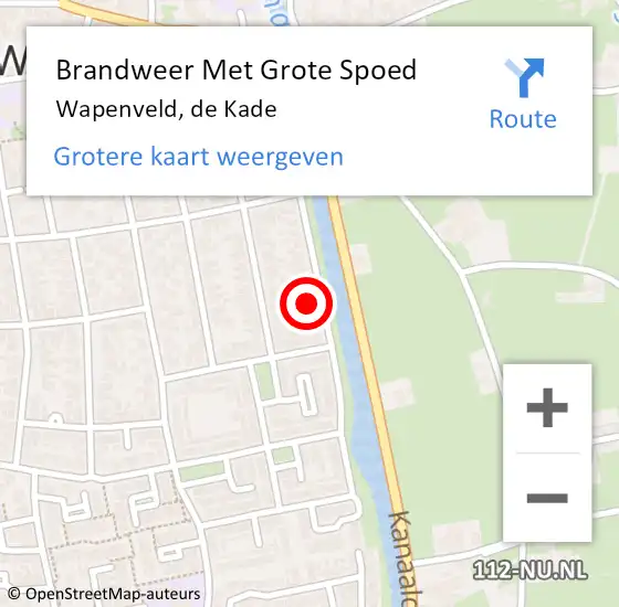 Locatie op kaart van de 112 melding: Brandweer Met Grote Spoed Naar Wapenveld, de Kade op 27 november 2022 11:25