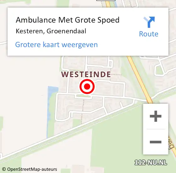 Locatie op kaart van de 112 melding: Ambulance Met Grote Spoed Naar Kesteren, Groenendaal op 27 november 2022 11:45