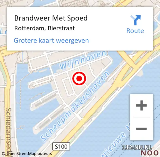 Locatie op kaart van de 112 melding: Brandweer Met Spoed Naar Rotterdam, Bierstraat op 27 november 2022 11:59
