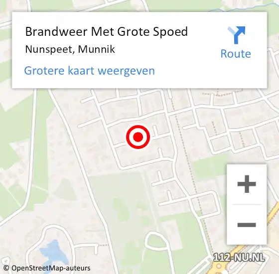 Locatie op kaart van de 112 melding: Brandweer Met Grote Spoed Naar Nunspeet, Munnik op 27 november 2022 12:39