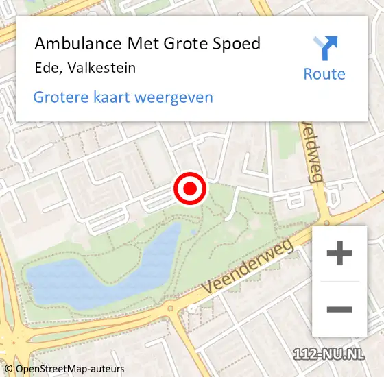 Locatie op kaart van de 112 melding: Ambulance Met Grote Spoed Naar Ede, Valkestein op 27 november 2022 13:27