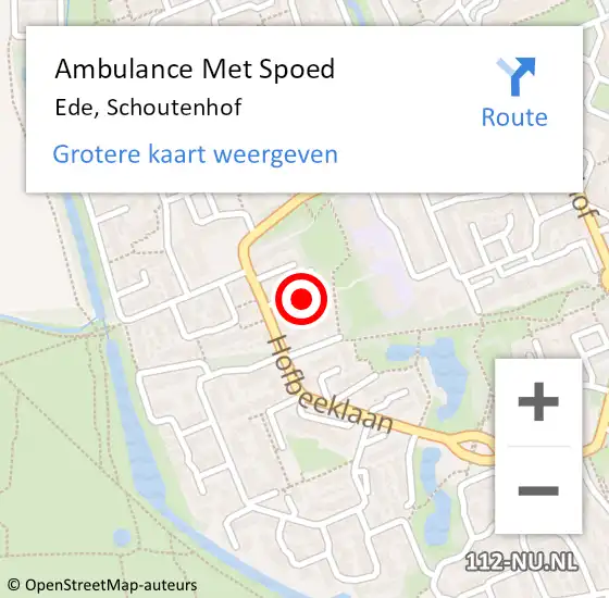 Locatie op kaart van de 112 melding: Ambulance Met Spoed Naar Ede, Schoutenhof op 6 augustus 2014 12:32