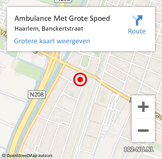 Locatie op kaart van de 112 melding: Ambulance Met Grote Spoed Naar Haarlem, Banckertstraat op 27 november 2022 13:36