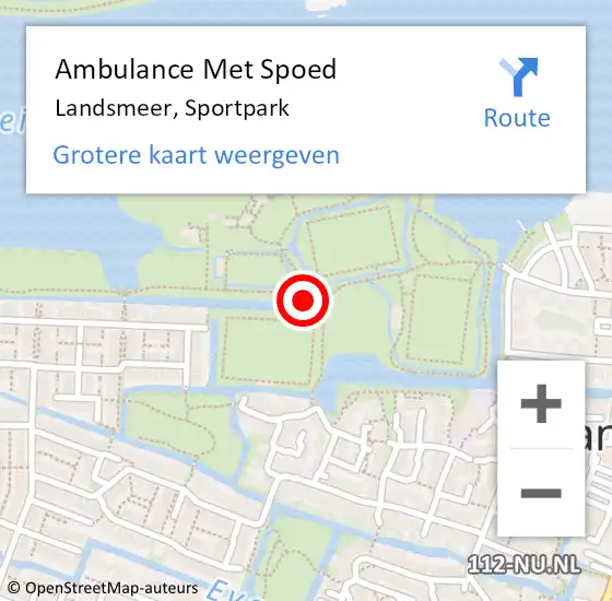 Locatie op kaart van de 112 melding: Ambulance Met Spoed Naar Landsmeer, Sportpark op 27 november 2022 13:47