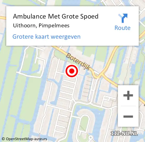 Locatie op kaart van de 112 melding: Ambulance Met Grote Spoed Naar Uithoorn, Pimpelmees op 27 november 2022 14:14