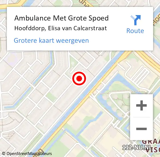 Locatie op kaart van de 112 melding: Ambulance Met Grote Spoed Naar Hoofddorp, Elisa van Calcarstraat op 27 november 2022 14:34