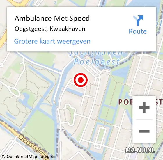 Locatie op kaart van de 112 melding: Ambulance Met Spoed Naar Oegstgeest, Kwaakhaven op 27 november 2022 14:36