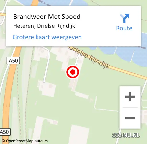 Locatie op kaart van de 112 melding: Brandweer Met Spoed Naar Heteren, Drielse Rijndijk op 27 november 2022 15:00