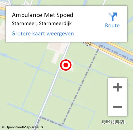 Locatie op kaart van de 112 melding: Ambulance Met Spoed Naar Starnmeer, Starnmeerdijk op 27 november 2022 15:01
