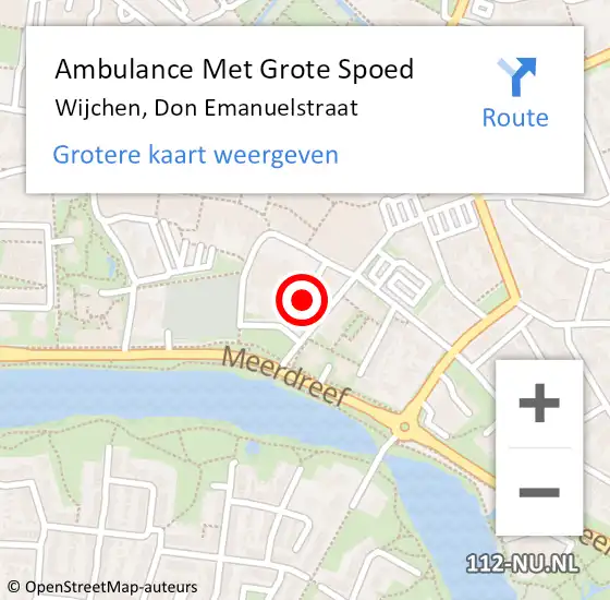 Locatie op kaart van de 112 melding: Ambulance Met Grote Spoed Naar Wijchen, Don Emanuelstraat op 27 november 2022 15:06