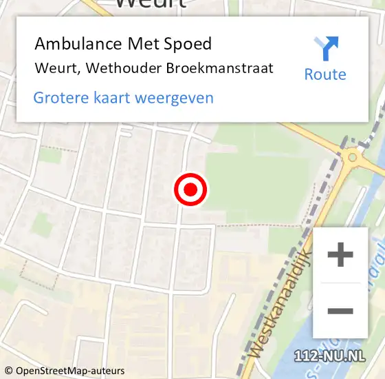 Locatie op kaart van de 112 melding: Ambulance Met Spoed Naar Weurt, Wethouder Broekmanstraat op 27 november 2022 15:33