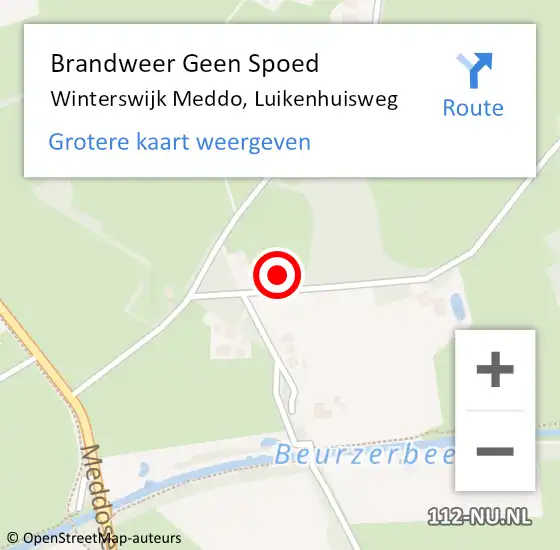 Locatie op kaart van de 112 melding: Brandweer Geen Spoed Naar Winterswijk Meddo, Luikenhuisweg op 27 november 2022 15:51