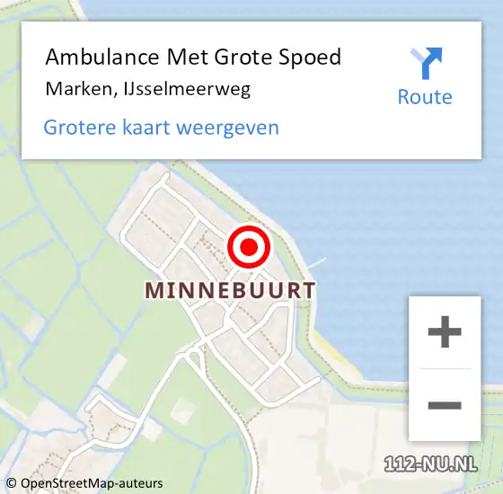 Locatie op kaart van de 112 melding: Ambulance Met Grote Spoed Naar Marken, IJsselmeerweg op 27 november 2022 15:51