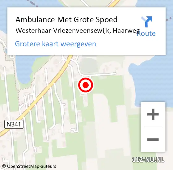 Locatie op kaart van de 112 melding: Ambulance Met Grote Spoed Naar Westerhaar-Vriezenveensewijk, Haarweg op 27 november 2022 16:02
