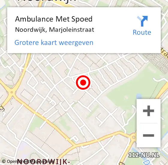 Locatie op kaart van de 112 melding: Ambulance Met Spoed Naar Noordwijk, Marjoleinstraat op 27 november 2022 16:05