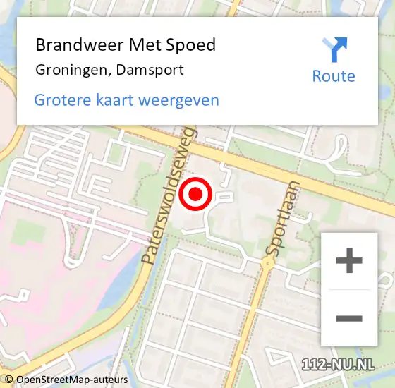 Locatie op kaart van de 112 melding: Brandweer Met Spoed Naar Groningen, Damsport op 27 november 2022 16:21