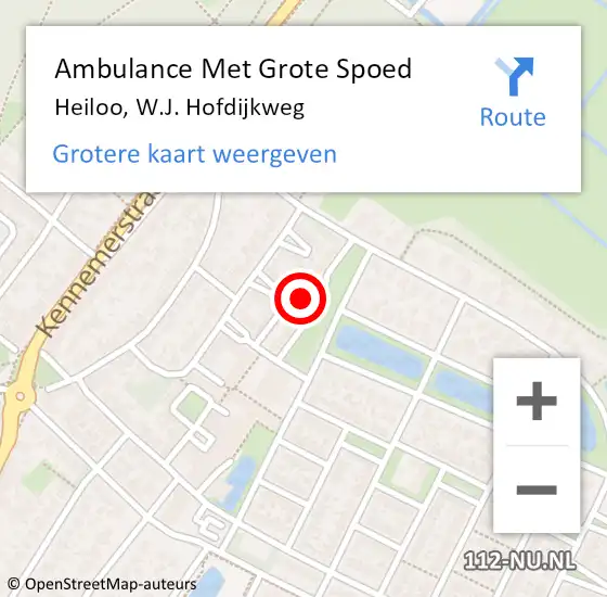 Locatie op kaart van de 112 melding: Ambulance Met Grote Spoed Naar Heiloo, W.J. Hofdijkweg op 27 november 2022 16:33