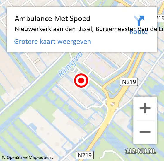 Locatie op kaart van de 112 melding: Ambulance Met Spoed Naar Nieuwerkerk aan den IJssel, Burgemeester Van de Lindelaan op 27 november 2022 16:47