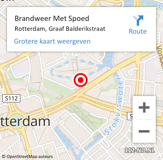 Locatie op kaart van de 112 melding: Brandweer Met Spoed Naar Rotterdam, Graaf Balderikstraat op 27 november 2022 16:54
