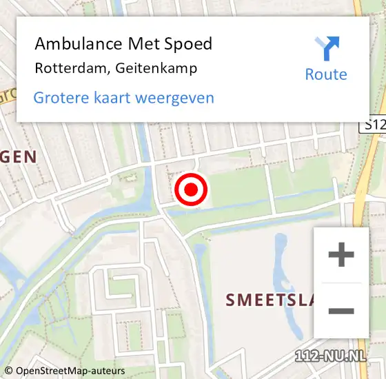 Locatie op kaart van de 112 melding: Ambulance Met Spoed Naar Rotterdam, Geitenkamp op 27 november 2022 17:19