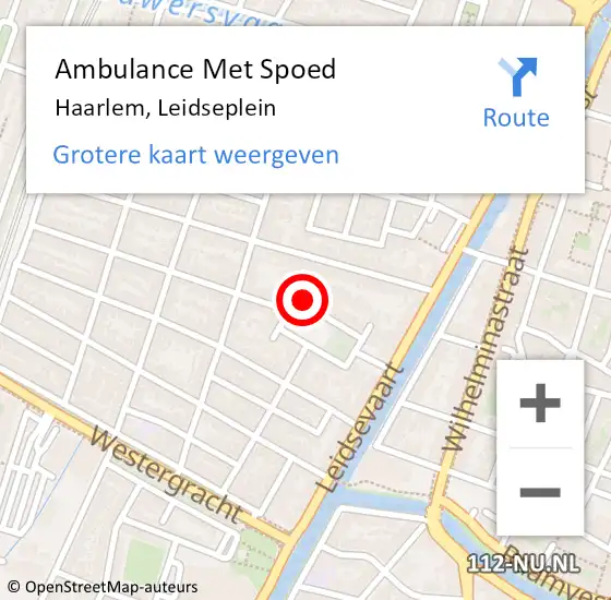 Locatie op kaart van de 112 melding: Ambulance Met Spoed Naar Haarlem, Leidseplein op 27 november 2022 17:25