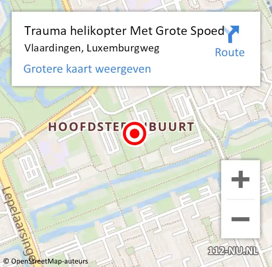 Locatie op kaart van de 112 melding: Trauma helikopter Met Grote Spoed Naar Vlaardingen, Luxemburgweg op 27 november 2022 17:44