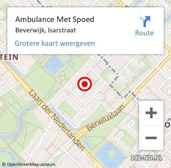 Locatie op kaart van de 112 melding: Ambulance Met Spoed Naar Beverwijk, Isarstraat op 27 november 2022 17:58