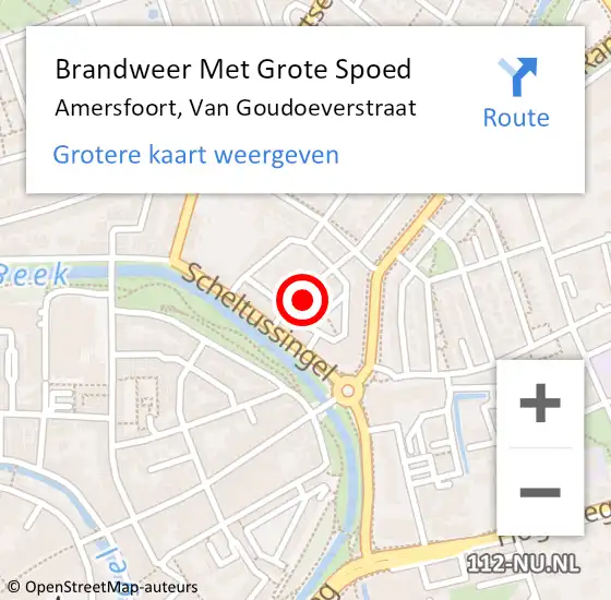 Locatie op kaart van de 112 melding: Brandweer Met Grote Spoed Naar Amersfoort, Van Goudoeverstraat op 27 november 2022 18:01