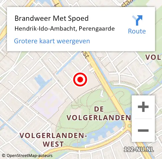 Locatie op kaart van de 112 melding: Brandweer Met Spoed Naar Hendrik-Ido-Ambacht, Perengaarde op 27 november 2022 18:07