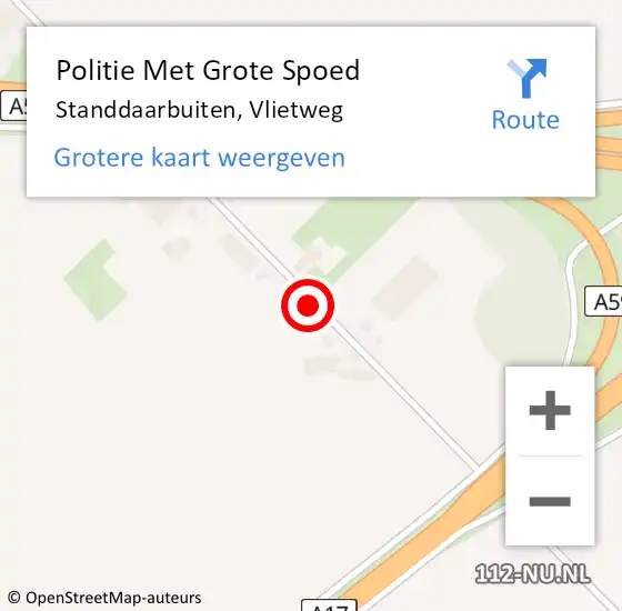 Locatie op kaart van de 112 melding: Politie Met Grote Spoed Naar Standdaarbuiten, Vlietweg op 27 november 2022 18:16