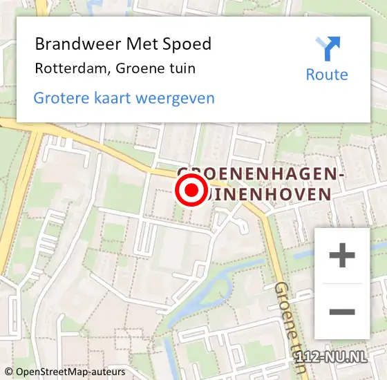 Locatie op kaart van de 112 melding: Brandweer Met Spoed Naar Rotterdam, Groene tuin op 27 november 2022 18:26