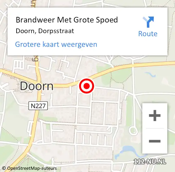 Locatie op kaart van de 112 melding: Brandweer Met Grote Spoed Naar Doorn, Dorpsstraat op 27 november 2022 18:29
