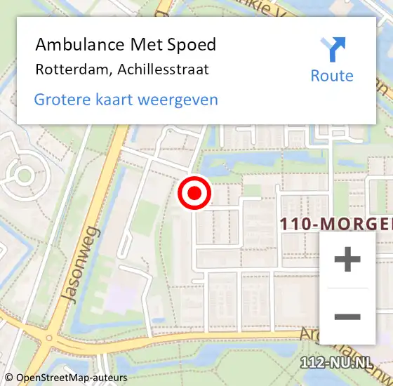 Locatie op kaart van de 112 melding: Ambulance Met Spoed Naar Rotterdam, Achillesstraat op 27 november 2022 18:38