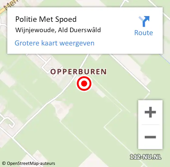 Locatie op kaart van de 112 melding: Politie Met Spoed Naar Wijnjewoude, Ald Duerswâld op 27 november 2022 18:39