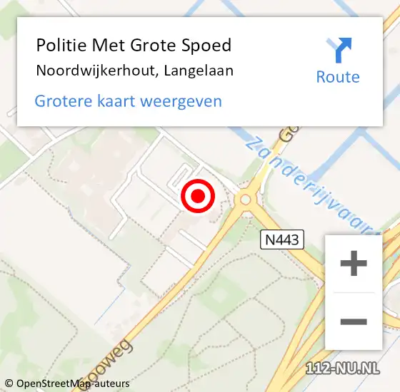 Locatie op kaart van de 112 melding: Politie Met Grote Spoed Naar Noordwijkerhout, Langelaan op 27 november 2022 18:51