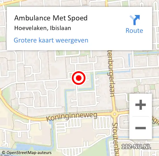 Locatie op kaart van de 112 melding: Ambulance Met Spoed Naar Hoevelaken, Ibislaan op 27 november 2022 18:55