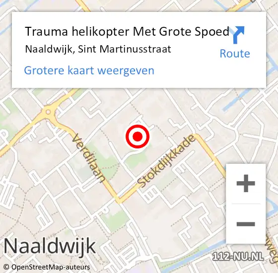 Locatie op kaart van de 112 melding: Trauma helikopter Met Grote Spoed Naar Naaldwijk, Sint Martinusstraat op 27 november 2022 19:11