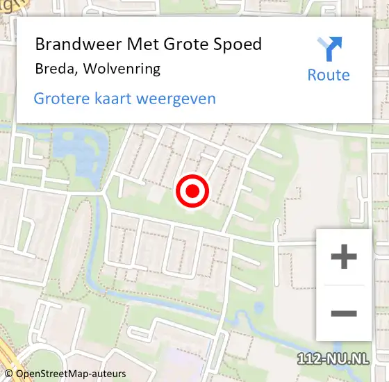 Locatie op kaart van de 112 melding: Brandweer Met Grote Spoed Naar Breda, Wolvenring op 27 november 2022 19:13