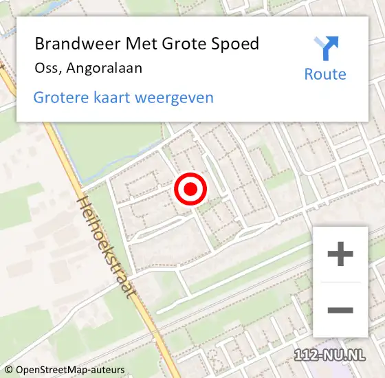 Locatie op kaart van de 112 melding: Brandweer Met Grote Spoed Naar Oss, Angoralaan op 27 november 2022 19:28